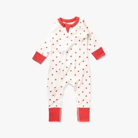 Organic Cotton Red Apple Zip Baby Romper