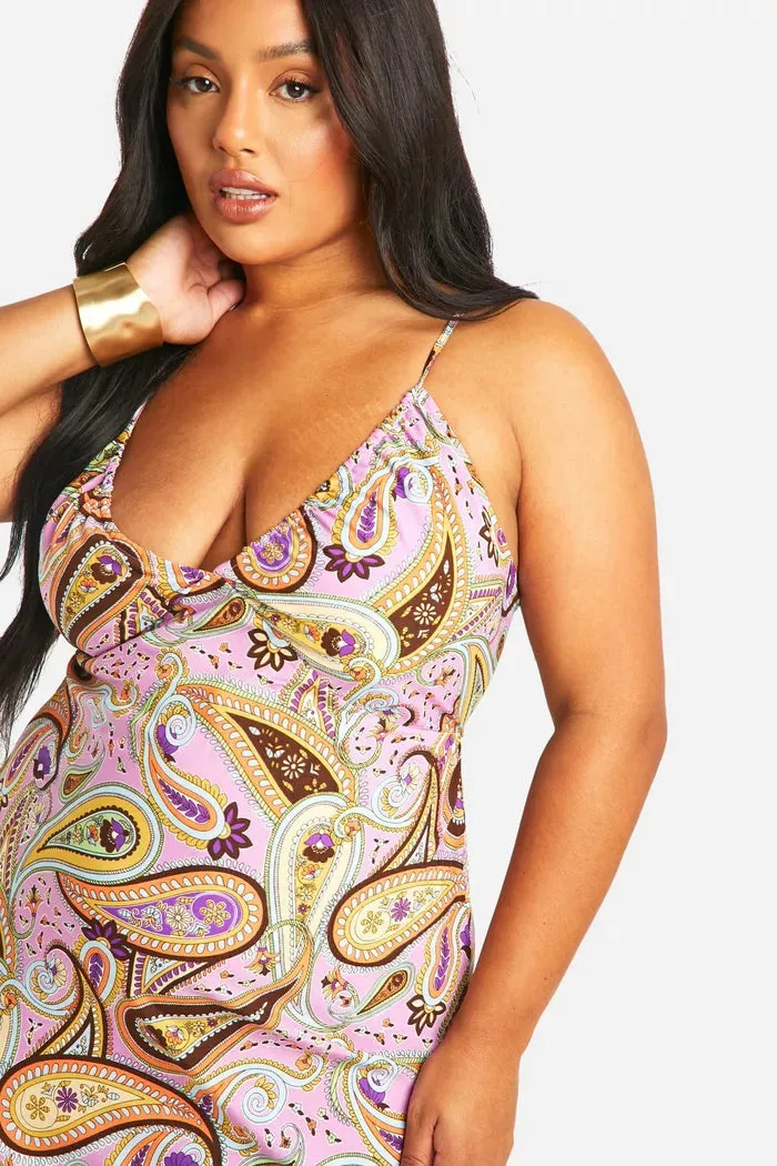Paisley strappy midaxi dress in multi
