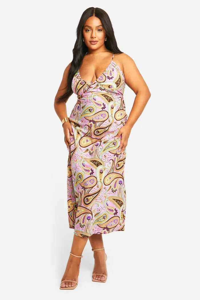 Paisley strappy midaxi dress in multi