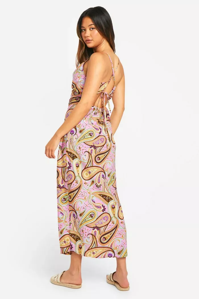 Paisley strappy midaxi dress in multi