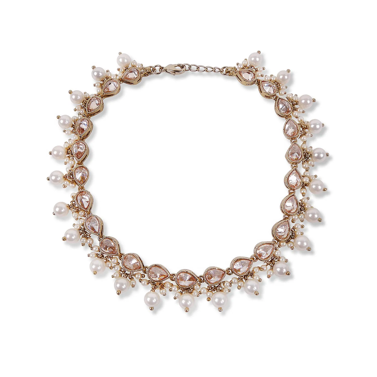 Pearl Cluster Anklet in Antique Gold