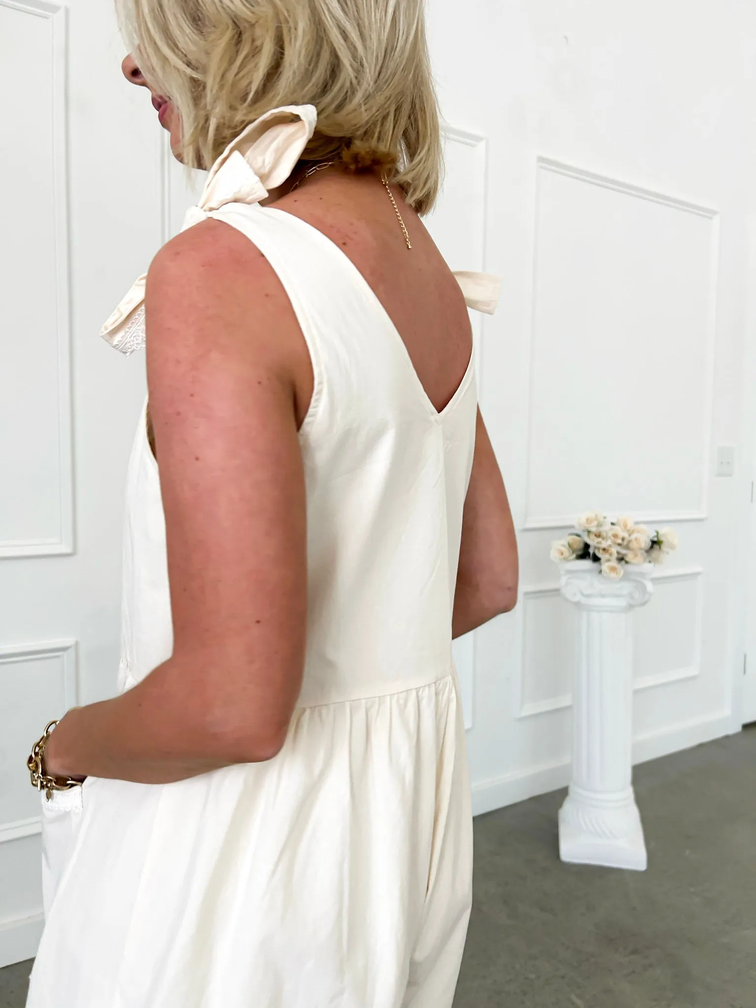 Pinkies Up Cream Bow Romper FINAL SALE