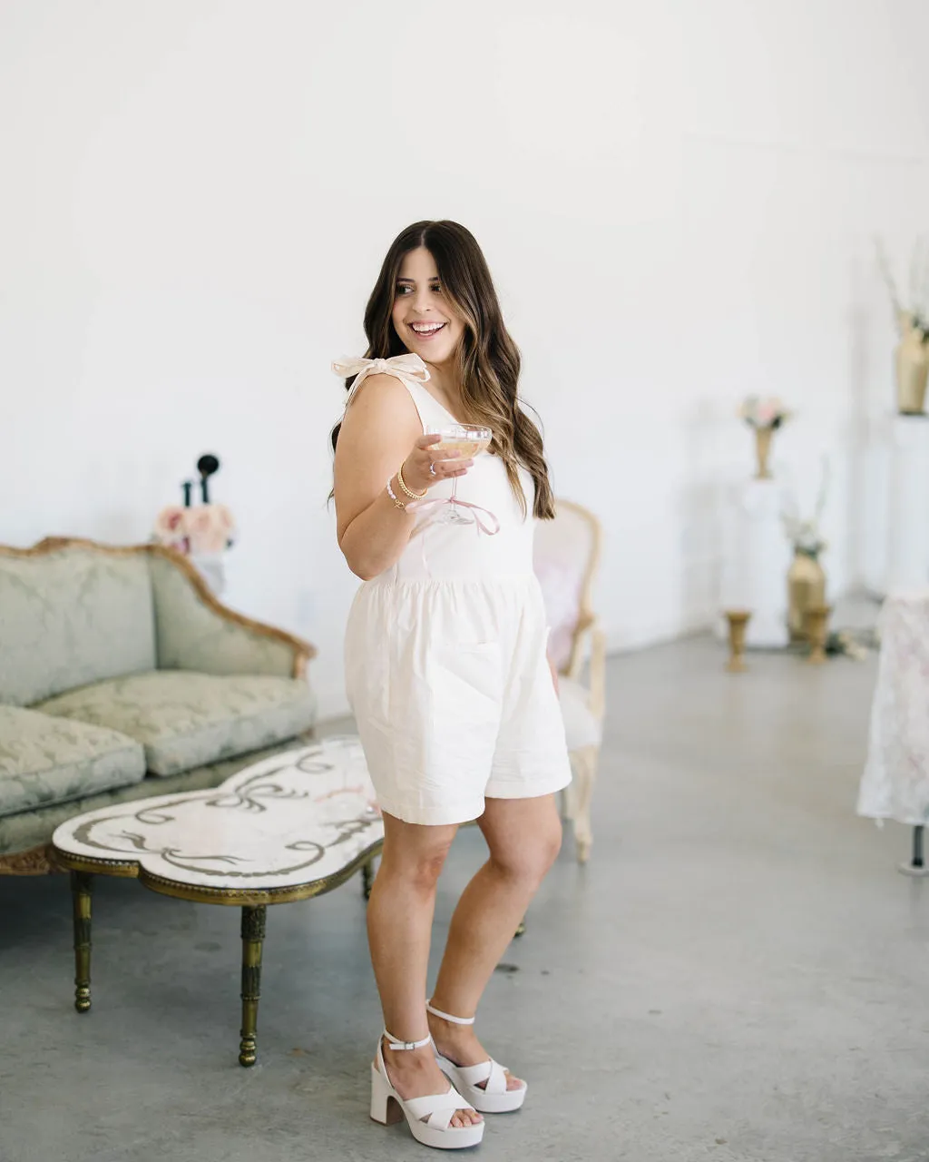 Pinkies Up Cream Bow Romper FINAL SALE