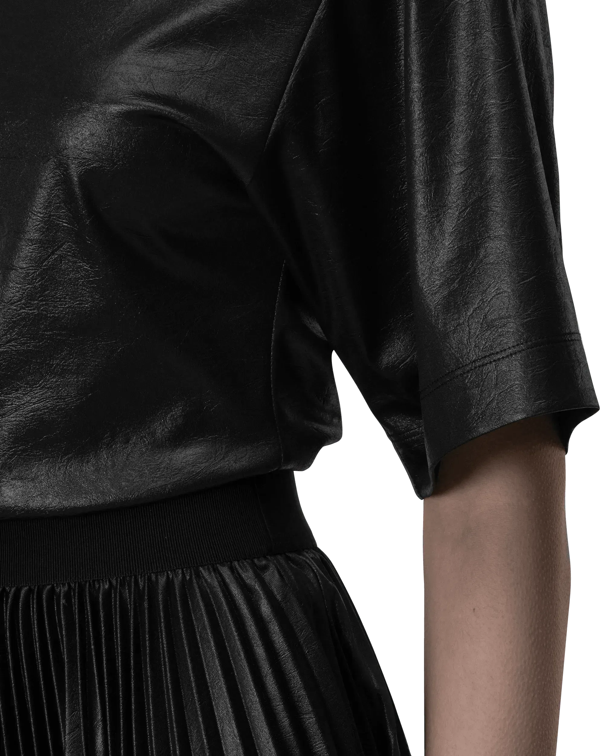 Pleated Lacquer T-Shirt Dress