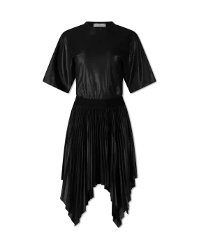 Pleated Lacquer T-Shirt Dress