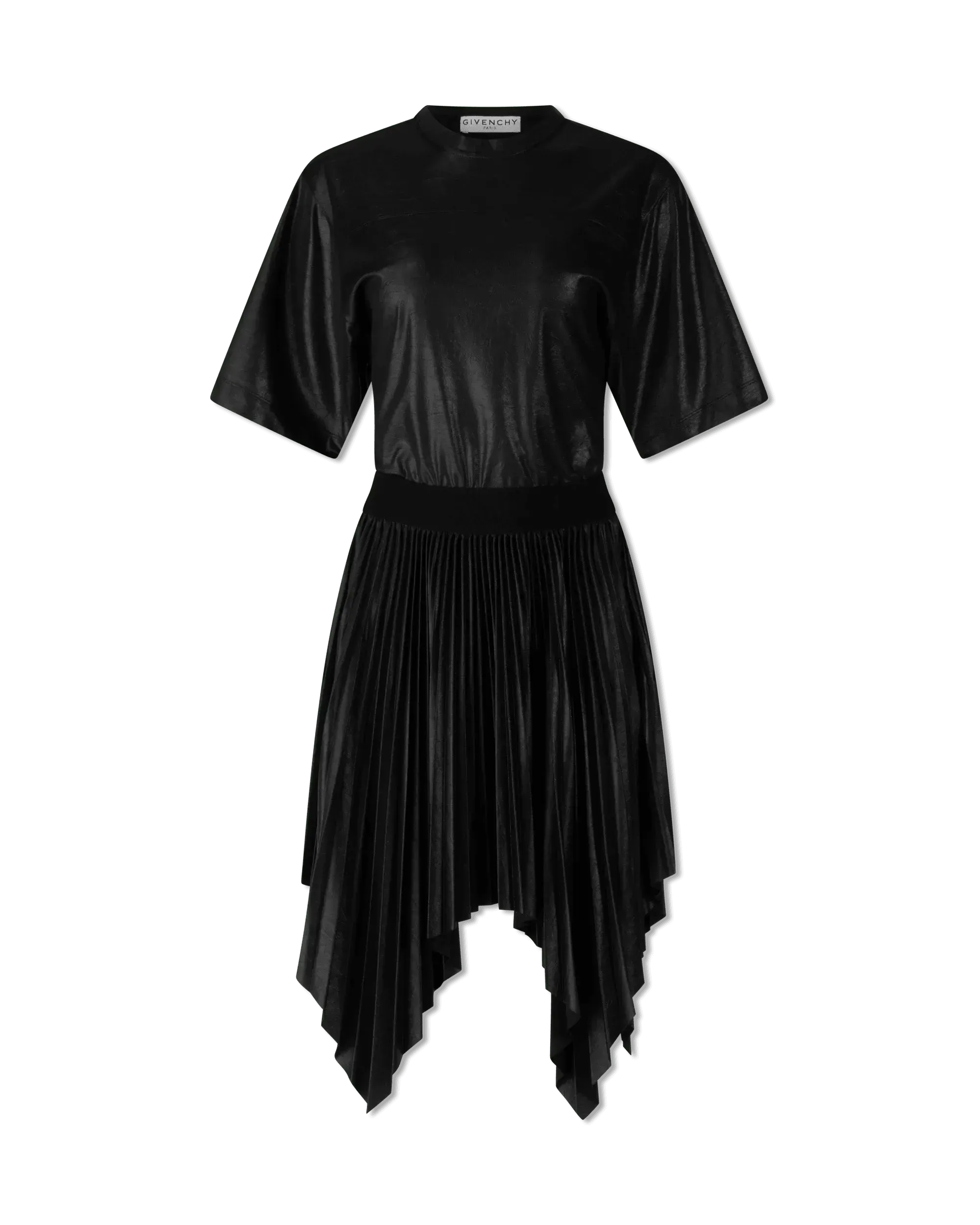 Pleated Lacquer T-Shirt Dress