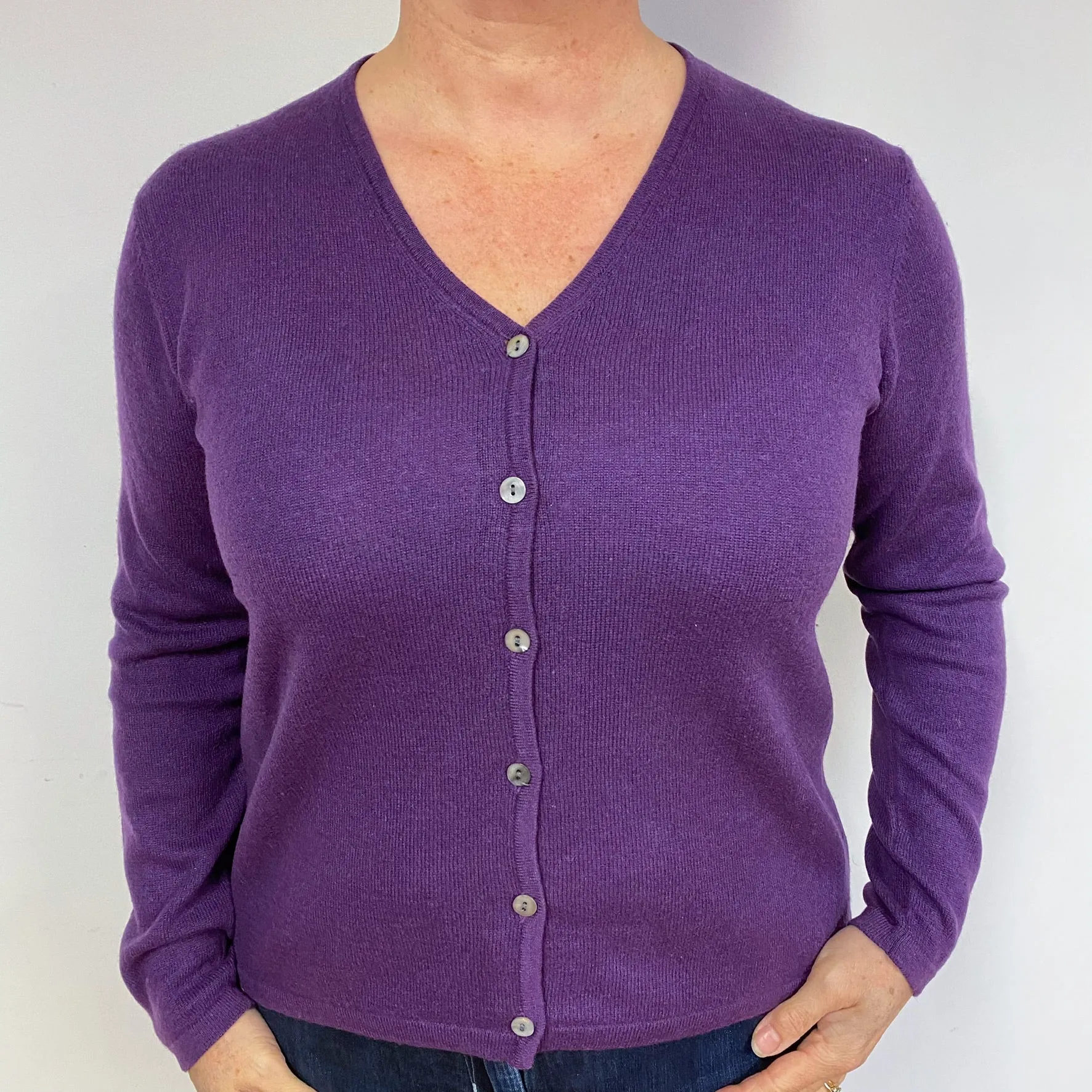 Plum Purple Cashmere Cardigan Large