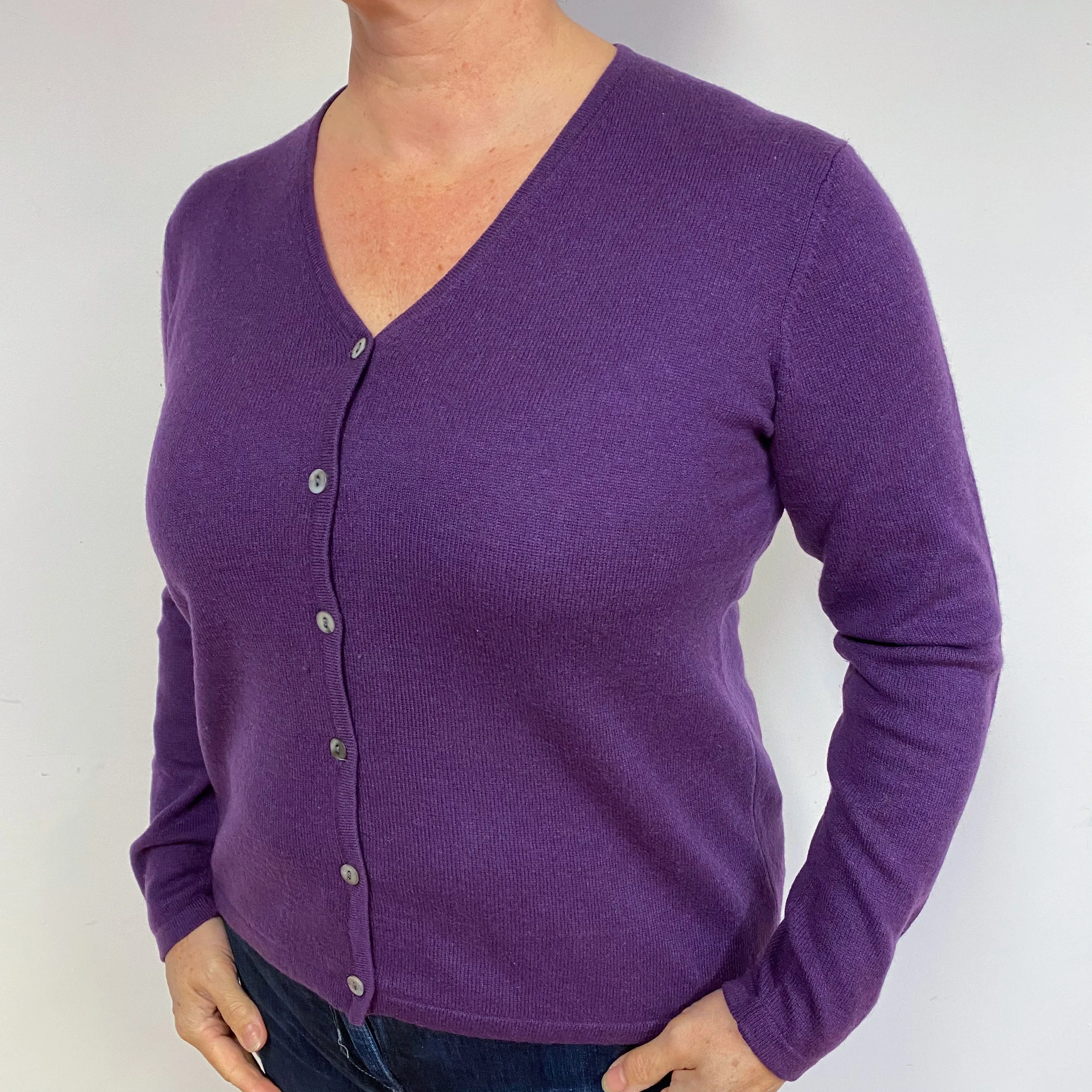 Plum Purple Cashmere Cardigan Large