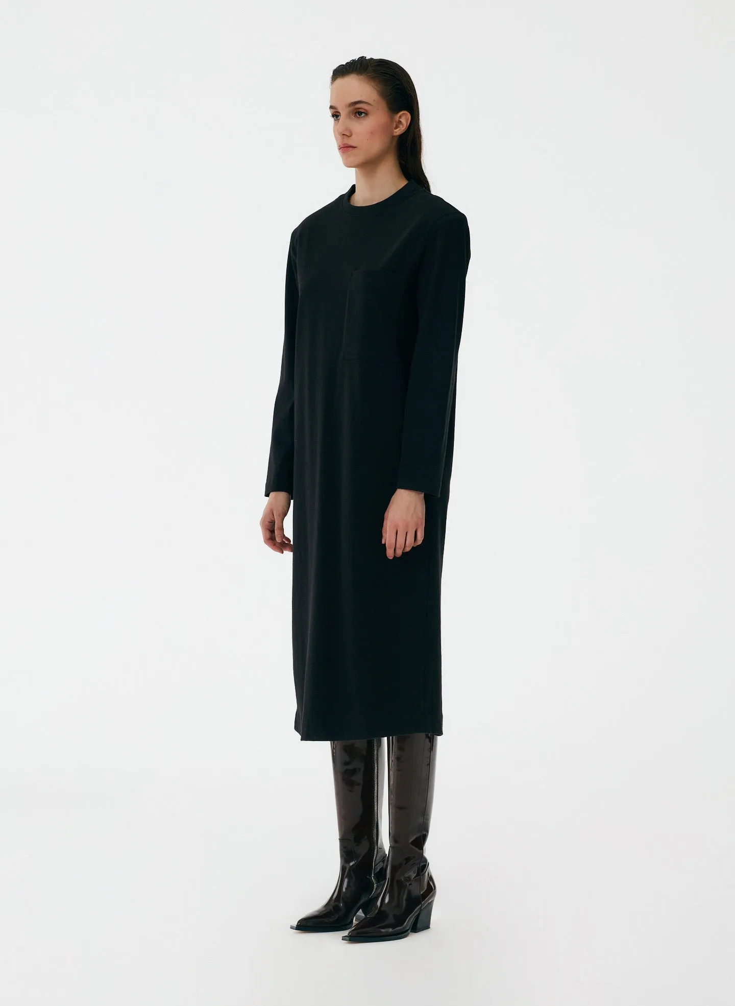 Punto Milano Long Sleeve Shoulder Pad T-Shirt Dress