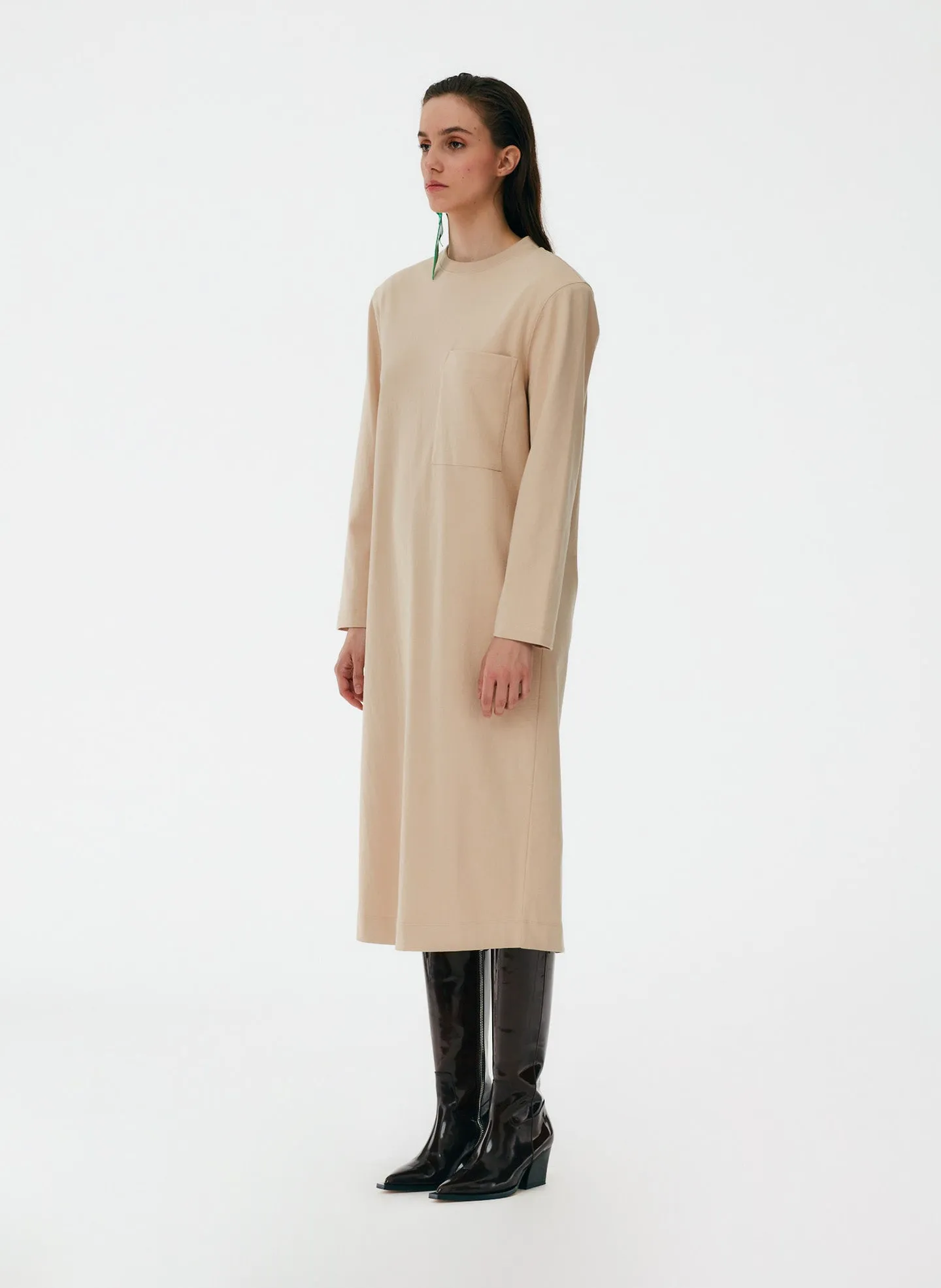 Punto Milano Long Sleeve Shoulder Pad T-Shirt Dress