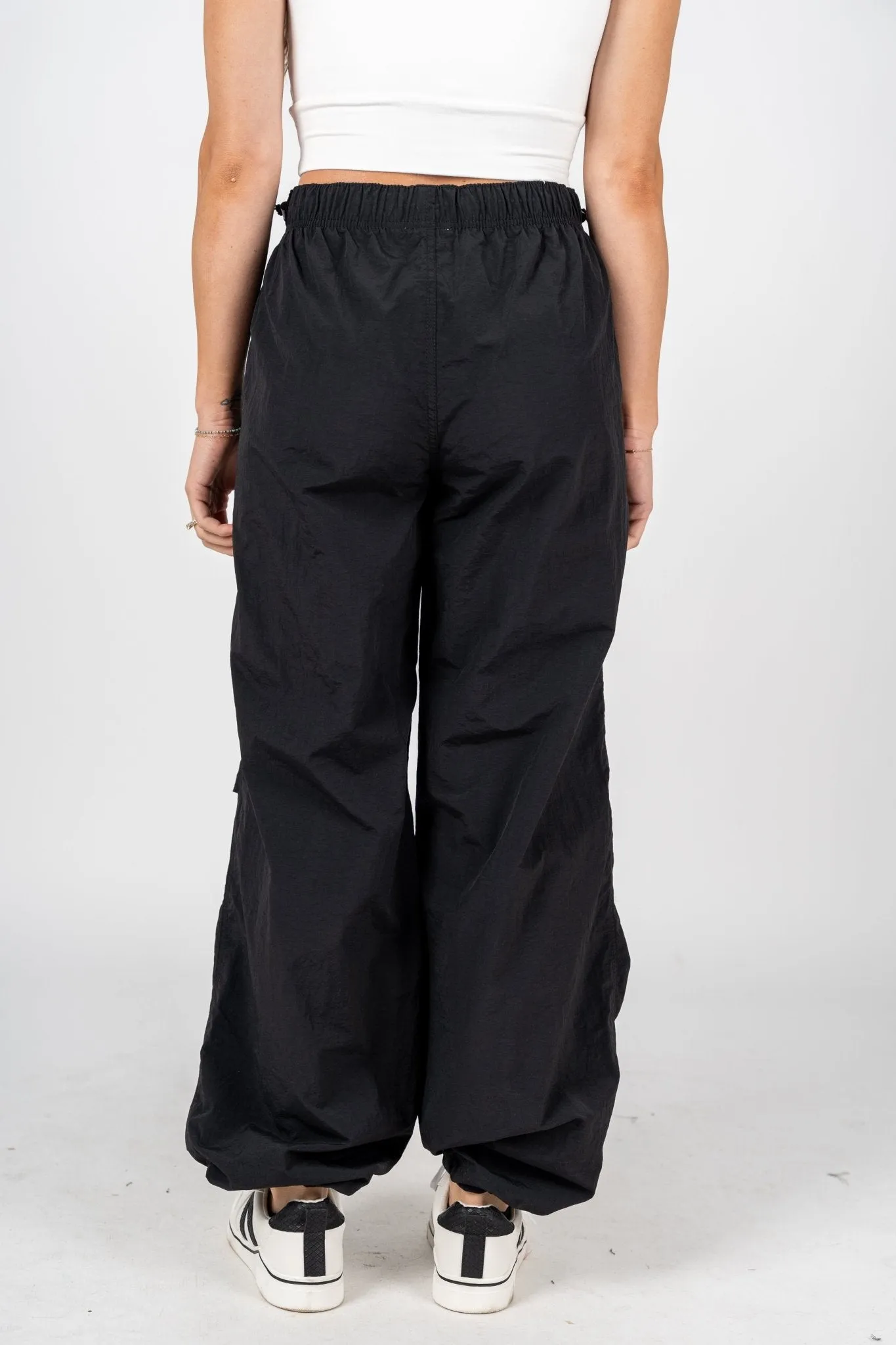Ruched cargo pants black