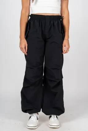 Ruched cargo pants black