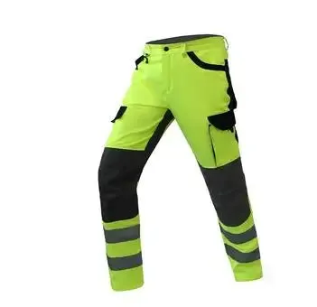 Safety Gear: Reflective Workwear Set. Wear-resistant Repairman Work Suits Fluorescent Zipper Jacket And Pants Set Multi Pockets
