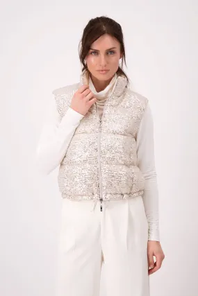 Sequin Puffer Vest 807296MNR in Biscuit by Monari