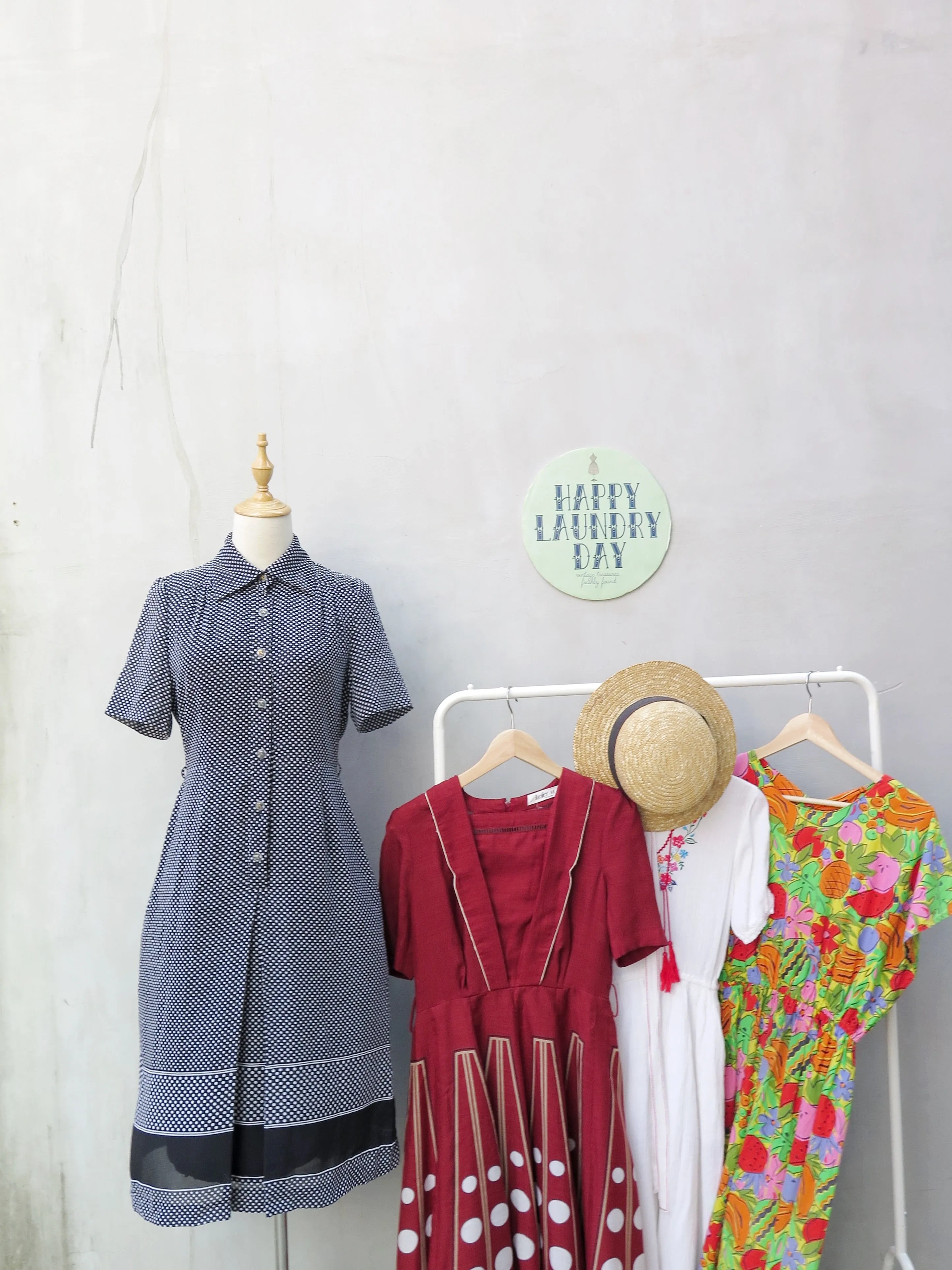 Serina | Vintage 1950s 1960s Simple black polka dot shirt shirt dress with solid stripe hem