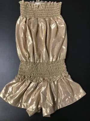 SMOCKED ROMPER GOLD SHIMMER NET