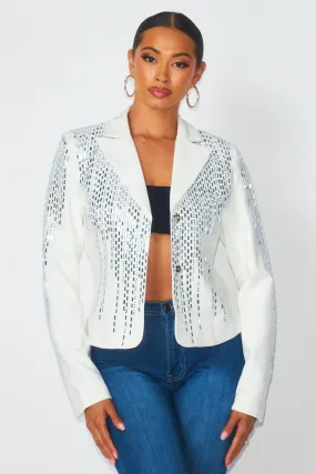 So Bossy Sparkly Rhinestone Fitted Blazer
