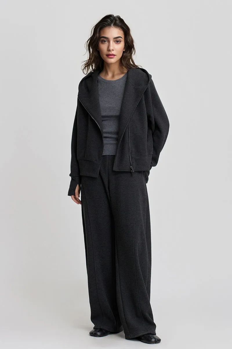 Soft Acetate-Cashmere Blend High Waisted Barrel Leg Sweatpants
