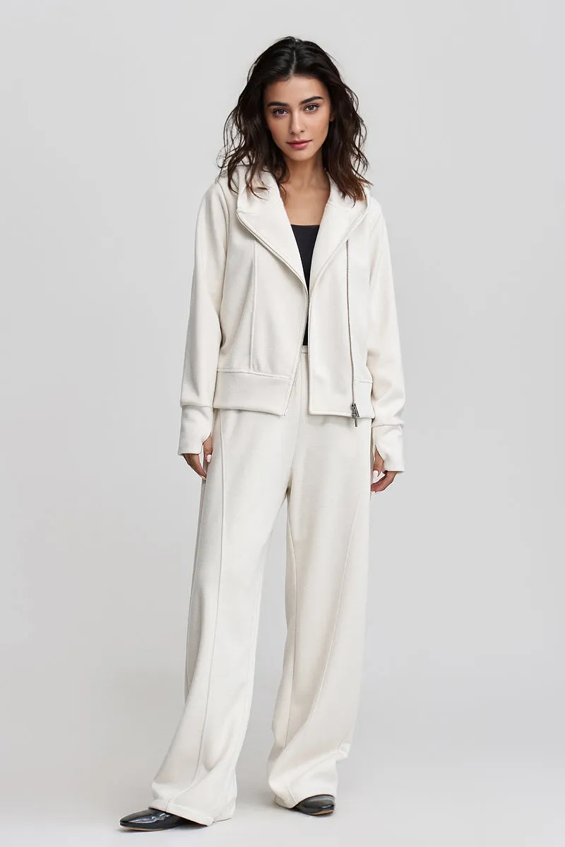 Soft Acetate-Cashmere Blend High Waisted Barrel Leg Sweatpants