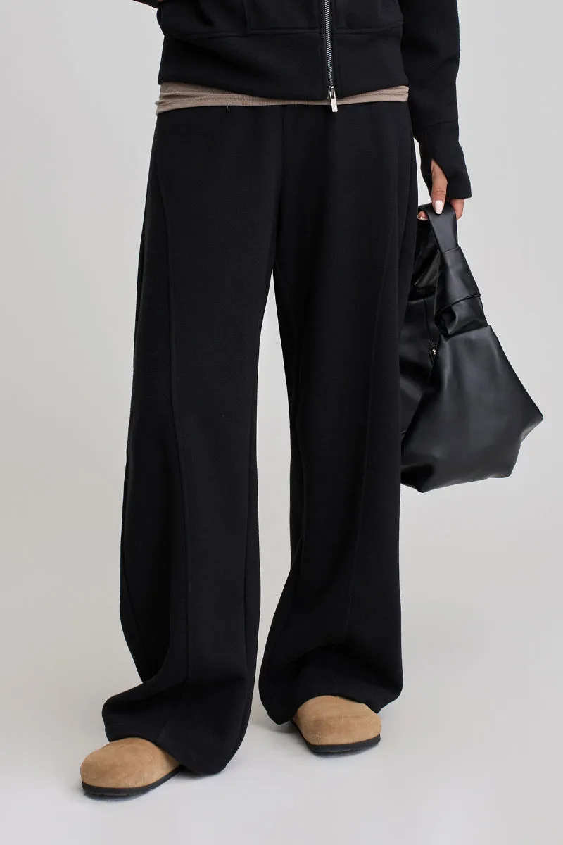 Soft Acetate-Cashmere Blend High Waisted Barrel Leg Sweatpants