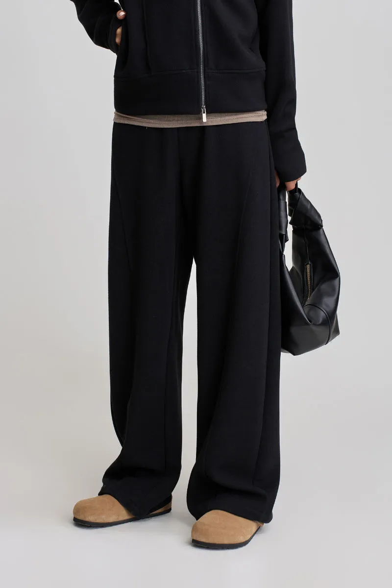 Soft Acetate-Cashmere Blend High Waisted Barrel Leg Sweatpants