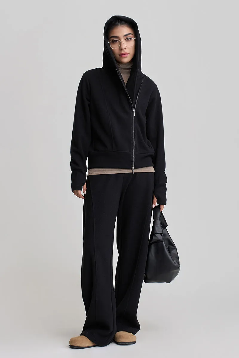 Soft Acetate-Cashmere Blend High Waisted Barrel Leg Sweatpants