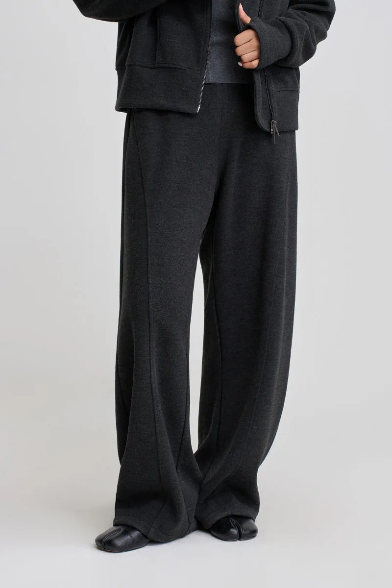Soft Acetate-Cashmere Blend High Waisted Barrel Leg Sweatpants