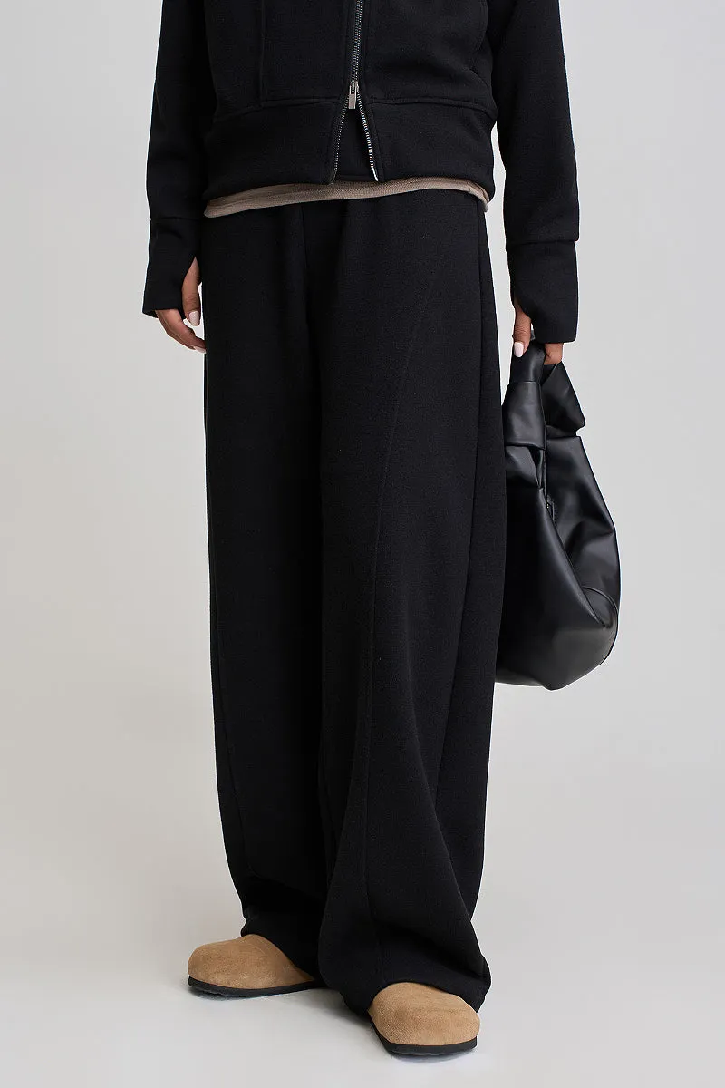 Soft Acetate-Cashmere Blend High Waisted Barrel Leg Sweatpants