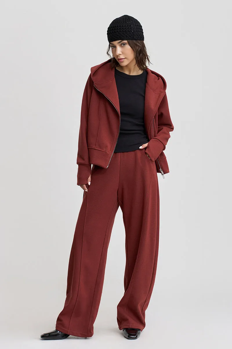Soft Acetate-Cashmere Blend High Waisted Barrel Leg Sweatpants