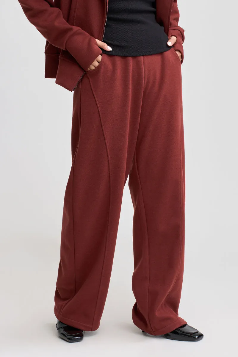 Soft Acetate-Cashmere Blend High Waisted Barrel Leg Sweatpants