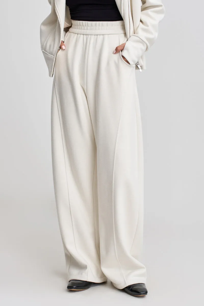 Soft Acetate-Cashmere Blend High Waisted Barrel Leg Sweatpants