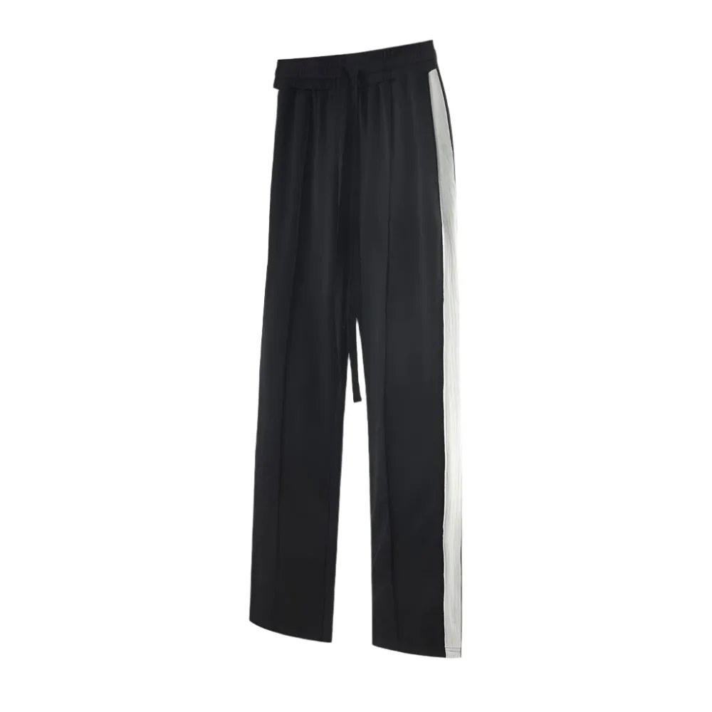 Solid Color Knit Patchwork Side Striped Sweatpants
