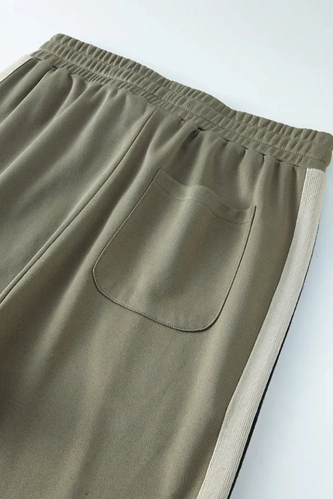 Solid Color Knit Patchwork Side Striped Sweatpants
