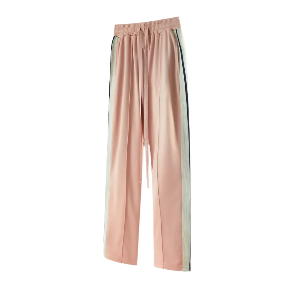 Solid Color Knit Patchwork Side Striped Sweatpants