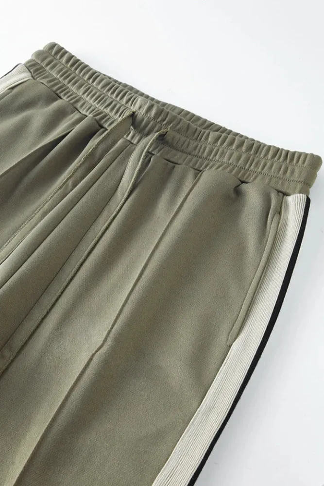 Solid Color Knit Patchwork Side Striped Sweatpants