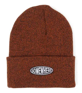 SOMEWHERE Oval Logo Beanie Orange Brown Marled
