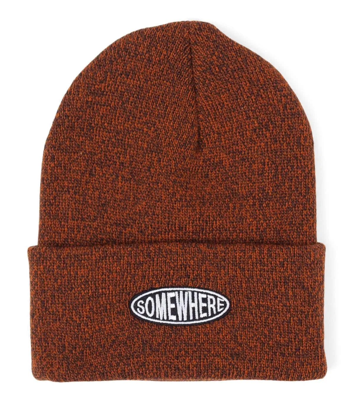 SOMEWHERE Oval Logo Beanie Orange Brown Marled