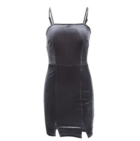 Strap Backless Velvet Dress | Slim Bodycon Dress