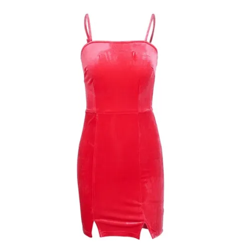 Strap Backless Velvet Dress | Slim Bodycon Dress