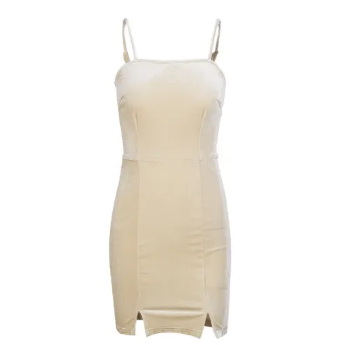 Strap Backless Velvet Dress | Slim Bodycon Dress