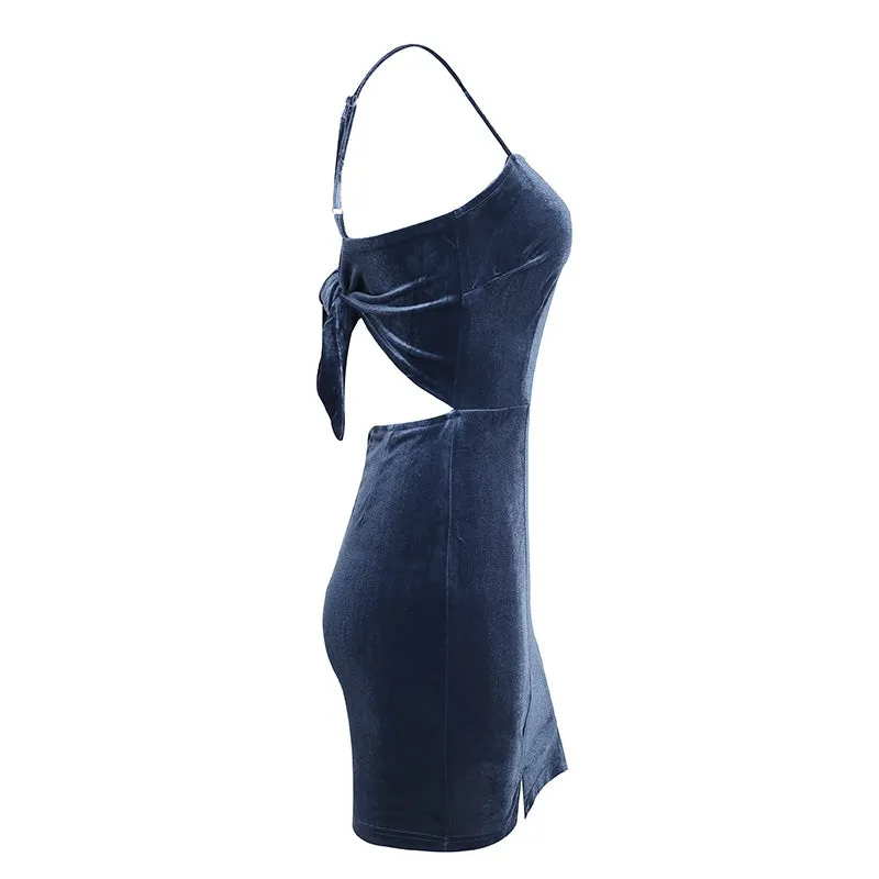 Strap Backless Velvet Dress | Slim Bodycon Dress