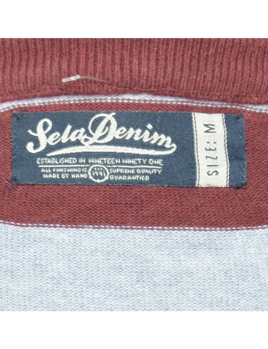 Striped Multi-Colour Knit Jumper - M
