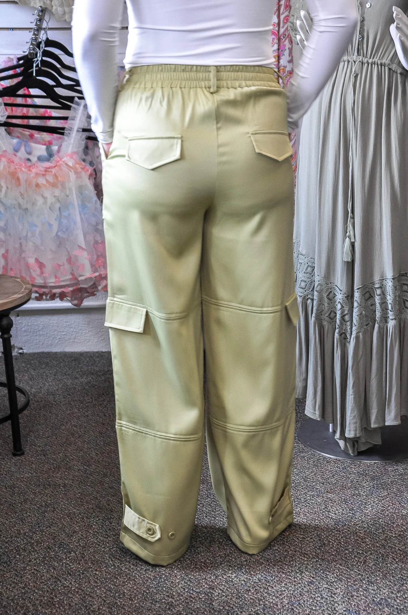 Sweet Satin Cargo Style Pants