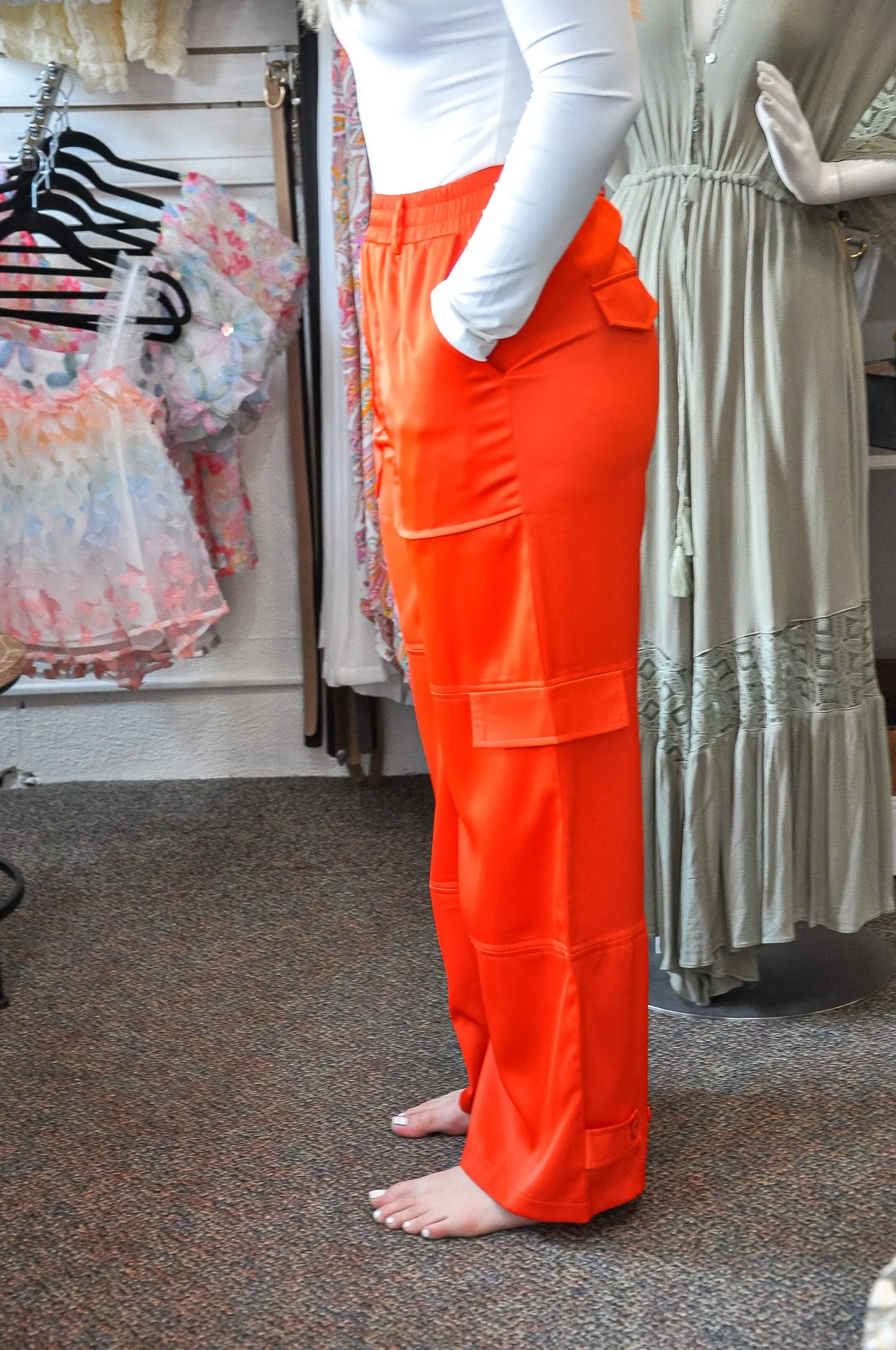 Sweet Satin Cargo Style Pants