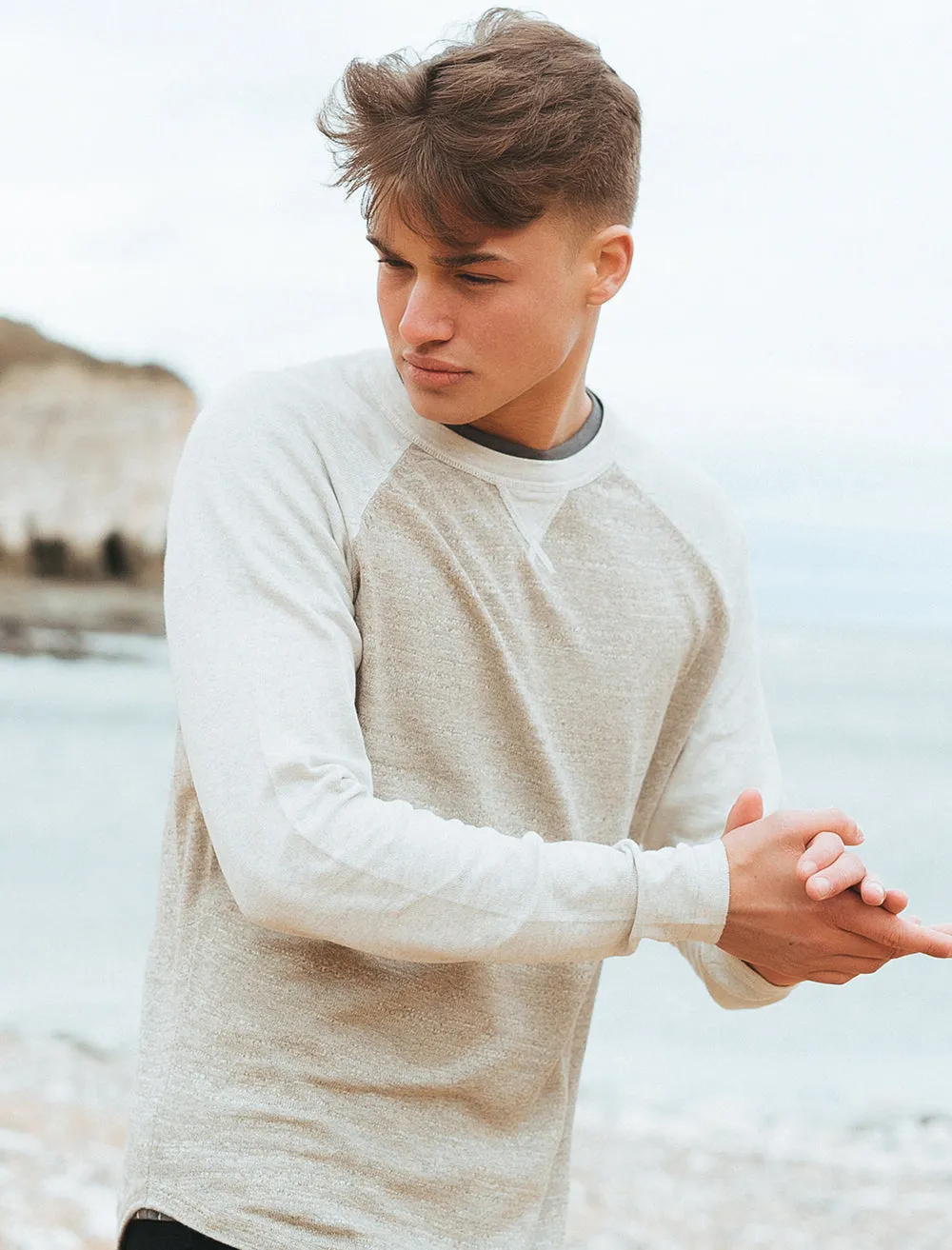 Synopsis Raglan Sleeve Cotton Slub Jumper in Oatmeal - Tokyo Laundry