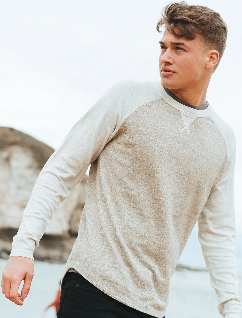Synopsis Raglan Sleeve Cotton Slub Jumper in Oatmeal - Tokyo Laundry