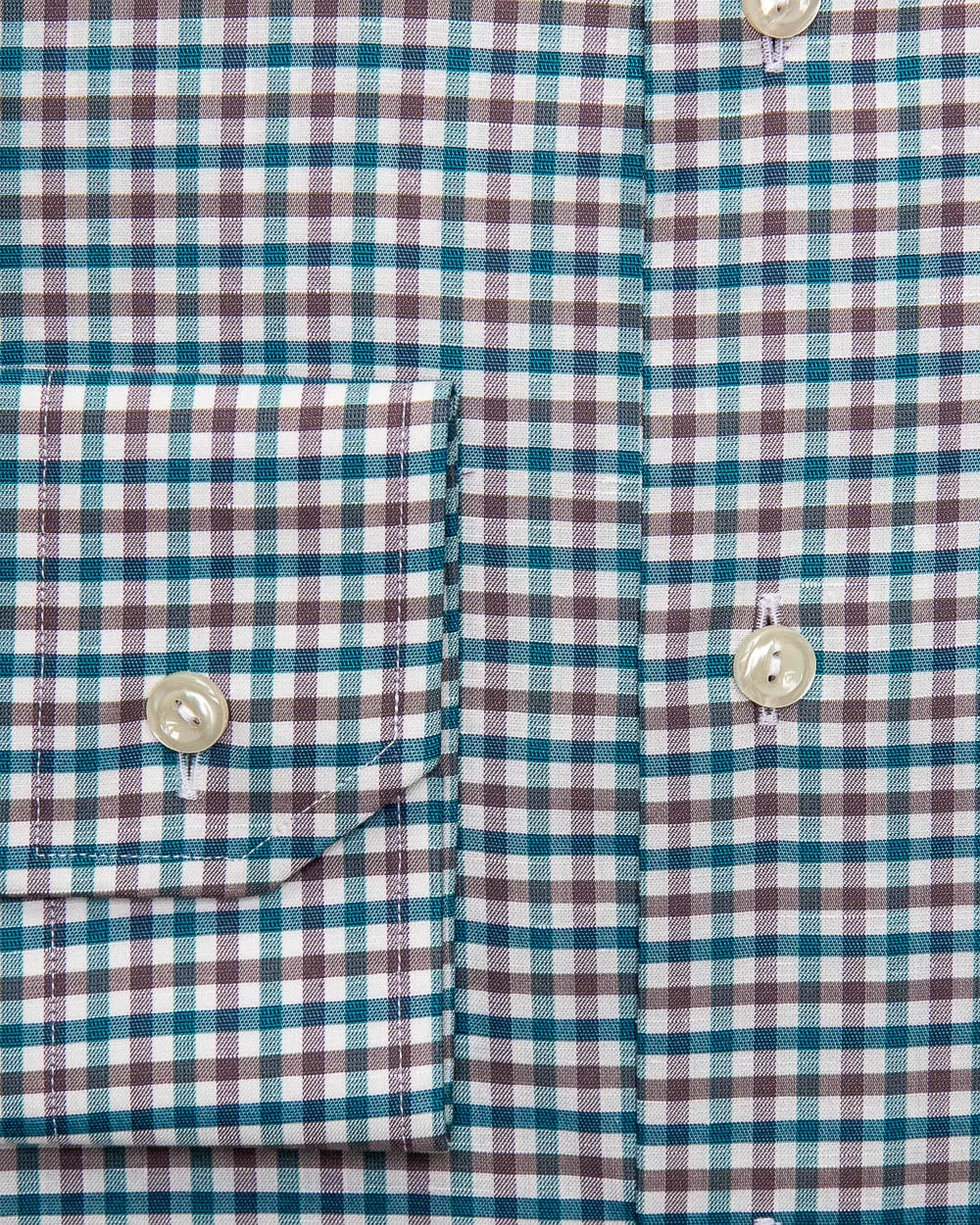 Teal Purple and Brown Check Dress Shirt