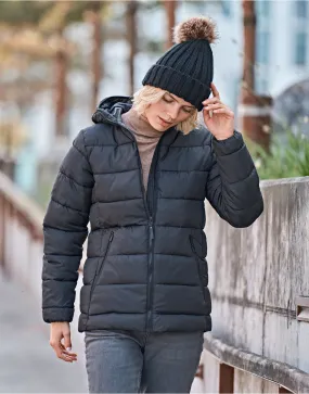 Tee Jays Lite Ladies Hooded Puffer Jacket | Lightweight | Recycled | Black | S-3XL