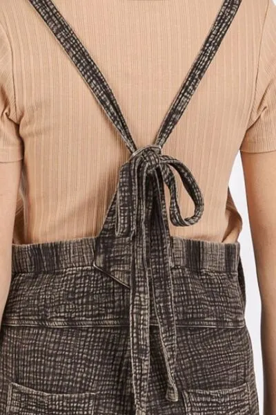 Textured Knot Wide Strap Romper