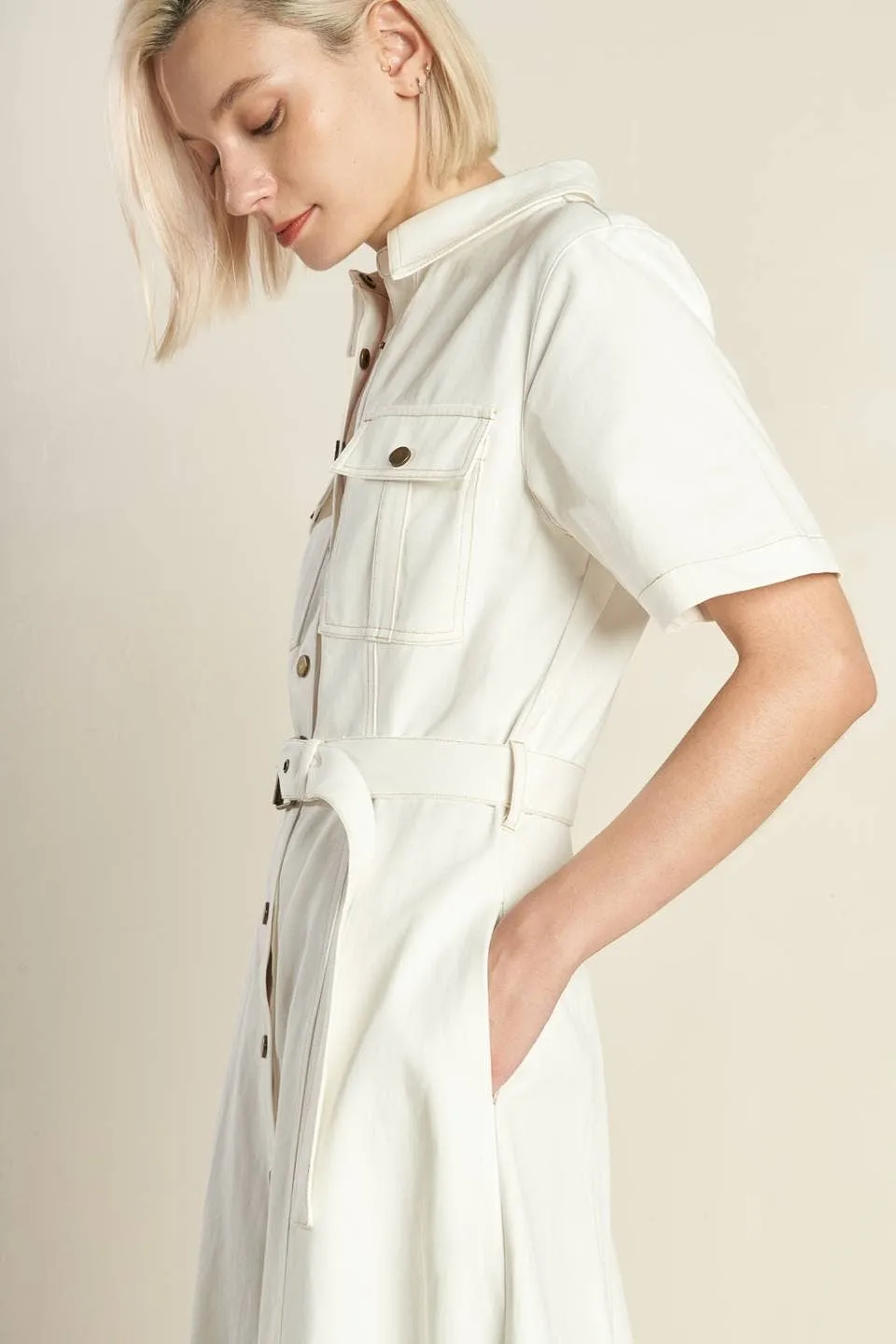 The Classic Shirt Dress in Off White